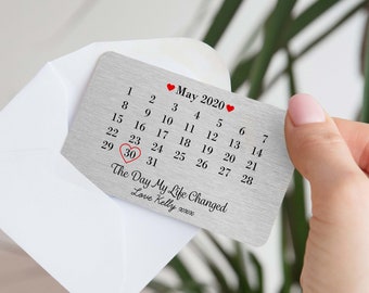 Personalised Day My Life Changed Date Metal Wallet Card - Sentimental Romantic Keepsake Gift for Boyfriend, Girlfriend, Husband, Wife