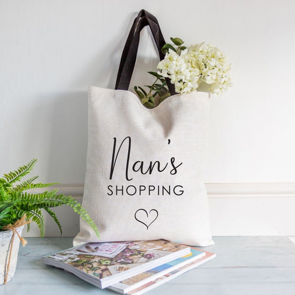 Nan's Shopping Linen Style Tote Shopping Bag - Gift for Nan, Mother's Day, Birthday, Christmas