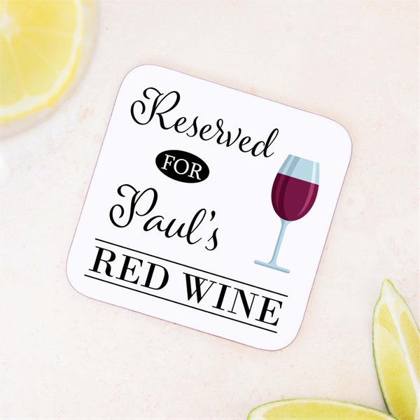 Personalised Name Red Wine Drink Coaster Mat - Gift For Him, Her, Dad, Mum, Birthday, Christmas, Father's Day, Mother's Day, Secret Santa