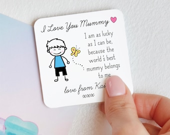 Personalised I Love You Mummy Metal Fridge Magnet From Son - Sentimental Keepsake Gift for Mum, Mother's Day, Birthday, Christmas