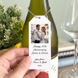 Personalised Photo Gift Tag | Custom Metal Wine Bottle Anniversary Gift Tag for Him Husband Boyfriend | Gift Tag for Her Wife Girlfriend
