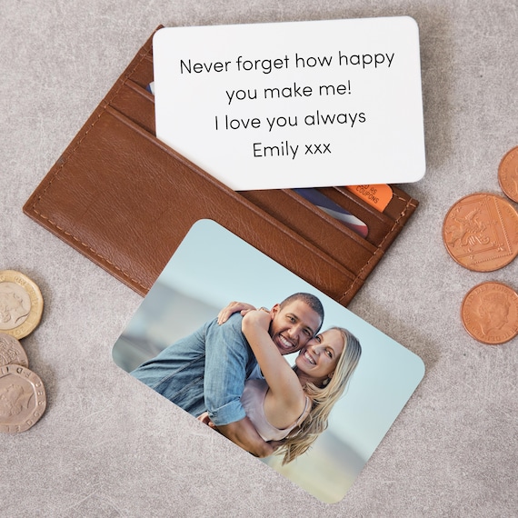 Personalised Metal Photo Wallet Card | Custom Image Text Anniversary Gift for Him Boyfriend Husband | Birthday Gift for Her Girlfriend Wife