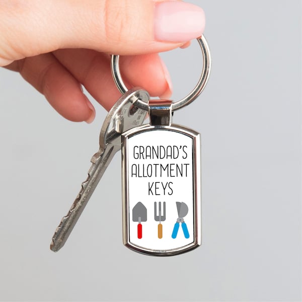 Personalised Allotment Keys Metal Keyring - Keepsake Gift for Dad, Grandad, Men, Him, Birthday, Fathers Day, Christmas, Gardening