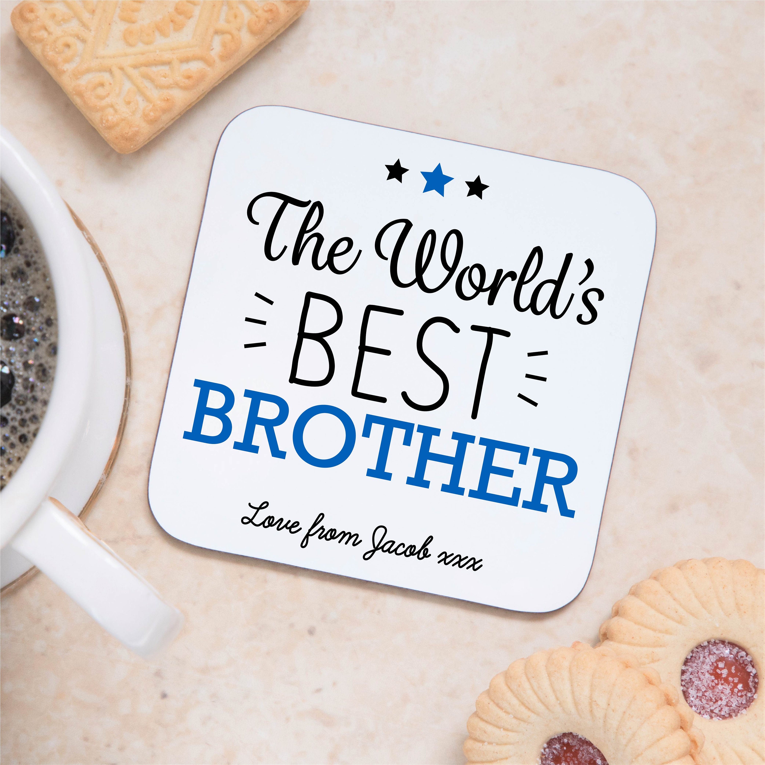 Personalised World's Best Brother Wooden Drinks Coaster Etsy