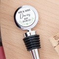 Personalised Mr & Mrs Bottle Stopper | Custom Metal Wine Stopper Wedding Gift for Newlyweds | Anniversary Gift for Husband Wife Couple