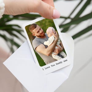 Cadeau personnalisé pour la fête des pères - carte portefeuille en métal blanc avec message photo - souvenir sentimental pour papa, papa, grand-père, grand-père, anniversaire