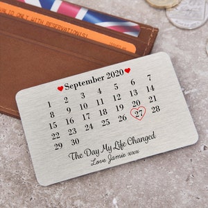 Personalised Day My Life Changed Date Metal Wallet Card Sentimental Romantic Keepsake Gift for Boyfriend, Girlfriend, Husband, Wife image 4