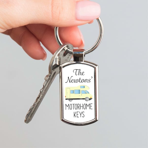 Personalised Name Motorhome Keys Metal Keyring - Keepsake Gift For Family, Mobile Home, Housewarming, New Motorhome