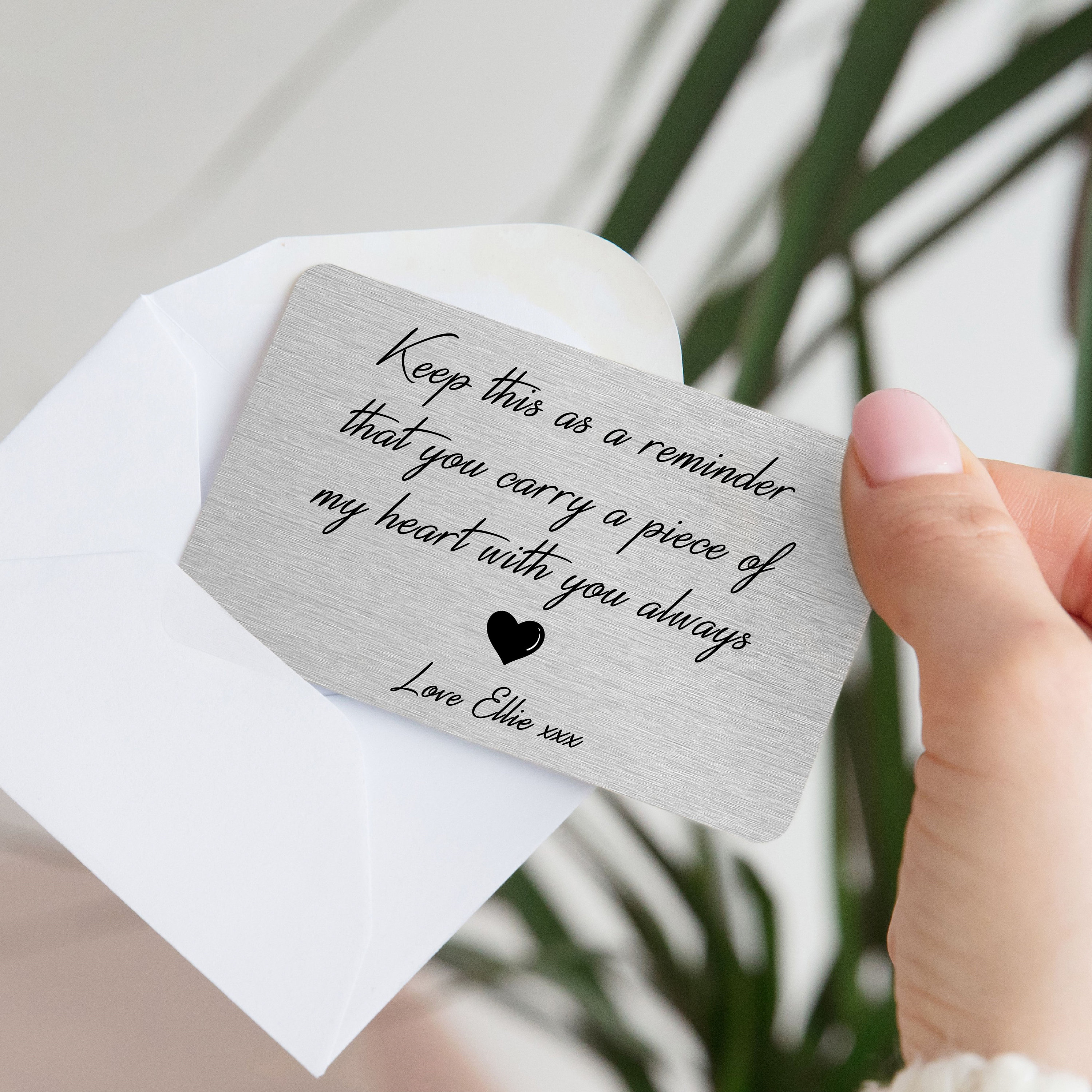 Personalised Piece of My Heart Metal Wallet Card | Anniversary Gift for Him or Her | Long Distance Relationship Gift for Boyfriend, Husband