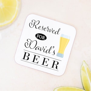Personalised Name Beer Drink Coaster Mat - Gift For Him, Dad, Birthday, Christmas, Father's Day, Secret Santa