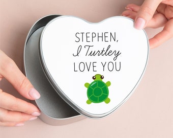 Personalised I Turtley Love You Metal Tin Gift Box - Sentimental Romantic Keepsake Gift, Boyfriend, Girlfriend, Valentines, Anniversary