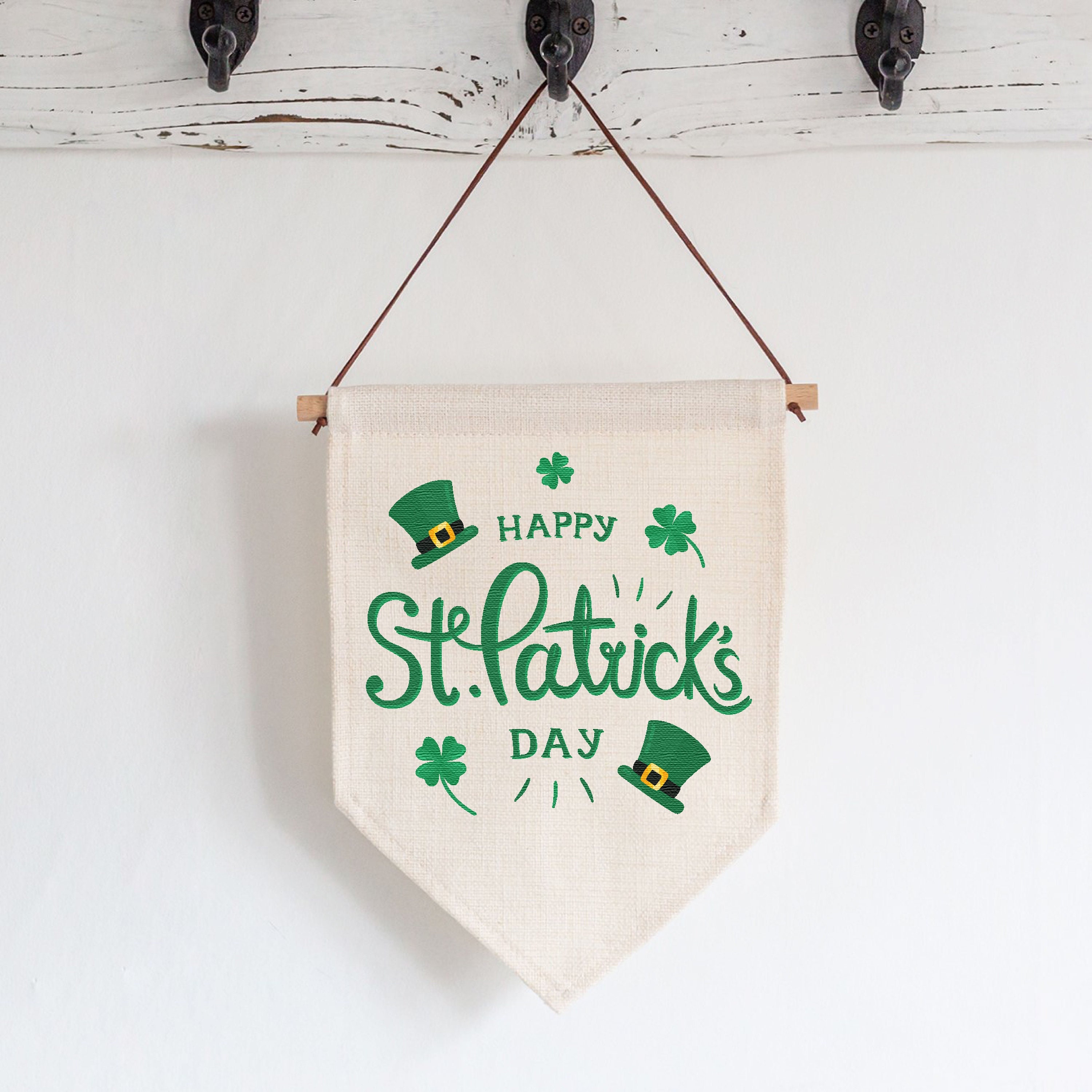 St. Patrick's Day Fabric Bunting Garland - Green, White & Orange Scalloped, 18 Inches Long - View #12