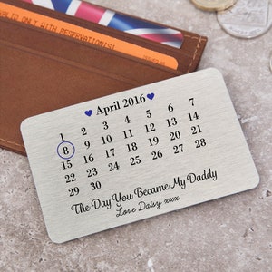 Carte portefeuille en métal Le jour où vous êtes devenu mon papa | Cadeau de fête des pères pour un nouveau papa | Cadeau d'anniversaire pour lui | Cadeau de Noël