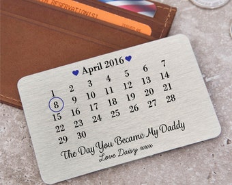 Personalised Day You Became My Daddy Metal Wallet Card from Son Daughter - Sentimental Keepsake Gift, Father's Day, Christmas, Birthday