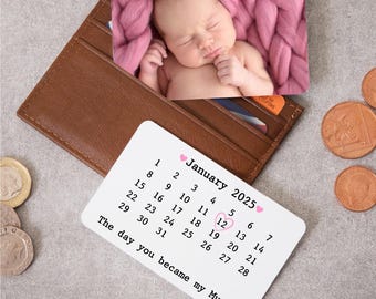 Personalised Metal Photo Wallet Card | The Day You Became My Mummy Birthday Gift from Son Daughter | Sentimental Keepsake Gift for New Mum