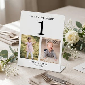 Personalised Wedding Table Number Signs | Custom When We Were Metal Standing Photo Frames | Unique Wedding Day Ceremony Breakfast Decor