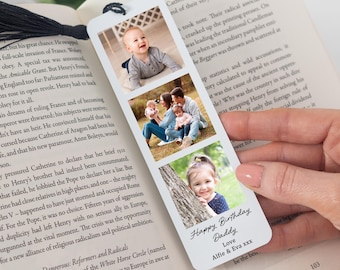 Personalised Metal Bookmark | Custom Photos & Message Page Marker Birthday Gift for Him Dad Grandad | Sentimental Photo Gift for Daddy Uncle