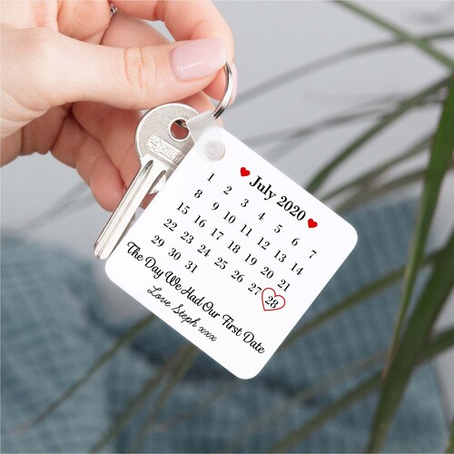 Personalised Happy Anniversary Date Plastic Keyring
