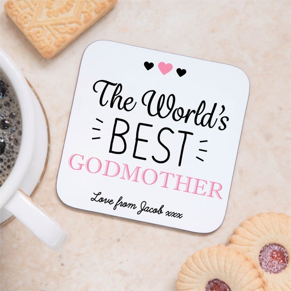 Personalised World's Best Godmother Coaster Mat from Godchild - Sentimental Keepsake Gift, Godparent, Christening, Christmas, Birthday