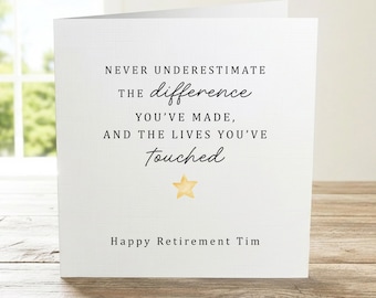 Personalised Retirement Card | Custom Name Happy Retirement Greeting Card for Men Women Friend Colleague | Retirement Leaving Co-worker Card