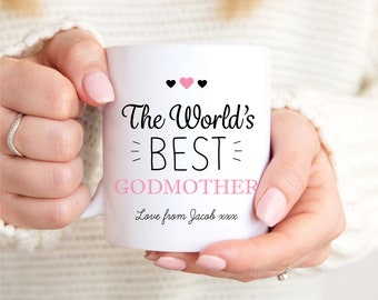 Personalised World's Best Godmother Ceramic Mug Cup from Godchild - Sentimental Keepsake Gift, Godparent, Christening, Christmas, Birthday