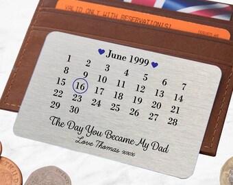 Personalised Day You Became My Dad Metal Wallet Card From Son Daughter  Sentimental Keepsake Gift, Father's Day, Christmas, Birthday - Etsy