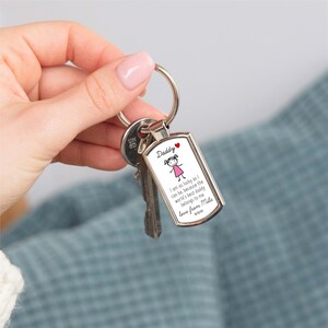 Personalised Daddy Keyring | Custom Metal Keychain Birthday Gift for Daddy from Daughter | Sentimental First Time New Daddy Gift for Father image 2