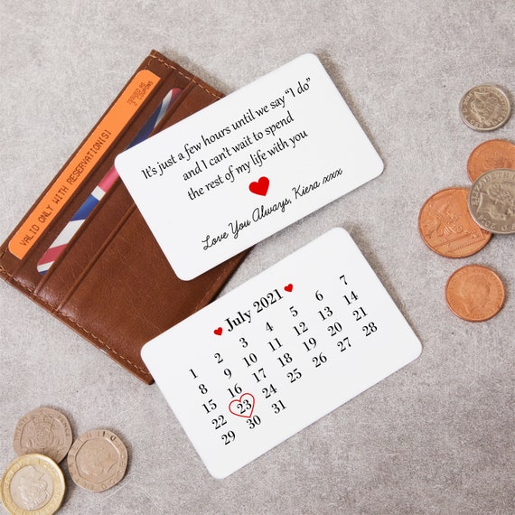 Personalised Wedding Day Double sided Metal Wallet Card