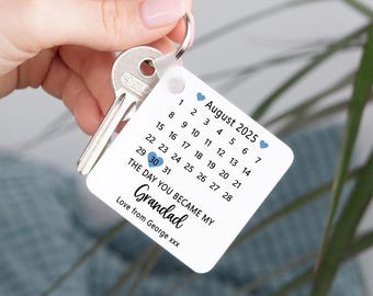 Personalised Grandad Keyring | Custom Plastic Keychain Birthday Gift for Grandad | Sentimental Grandparent Gift for First Time New Grandad