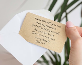 Personalised Message Metal Wallet Card | Custom Own Wording Keepsake Gift | Unique Phrase Quote Joke Purse Insert | Sentimental Pocket Token