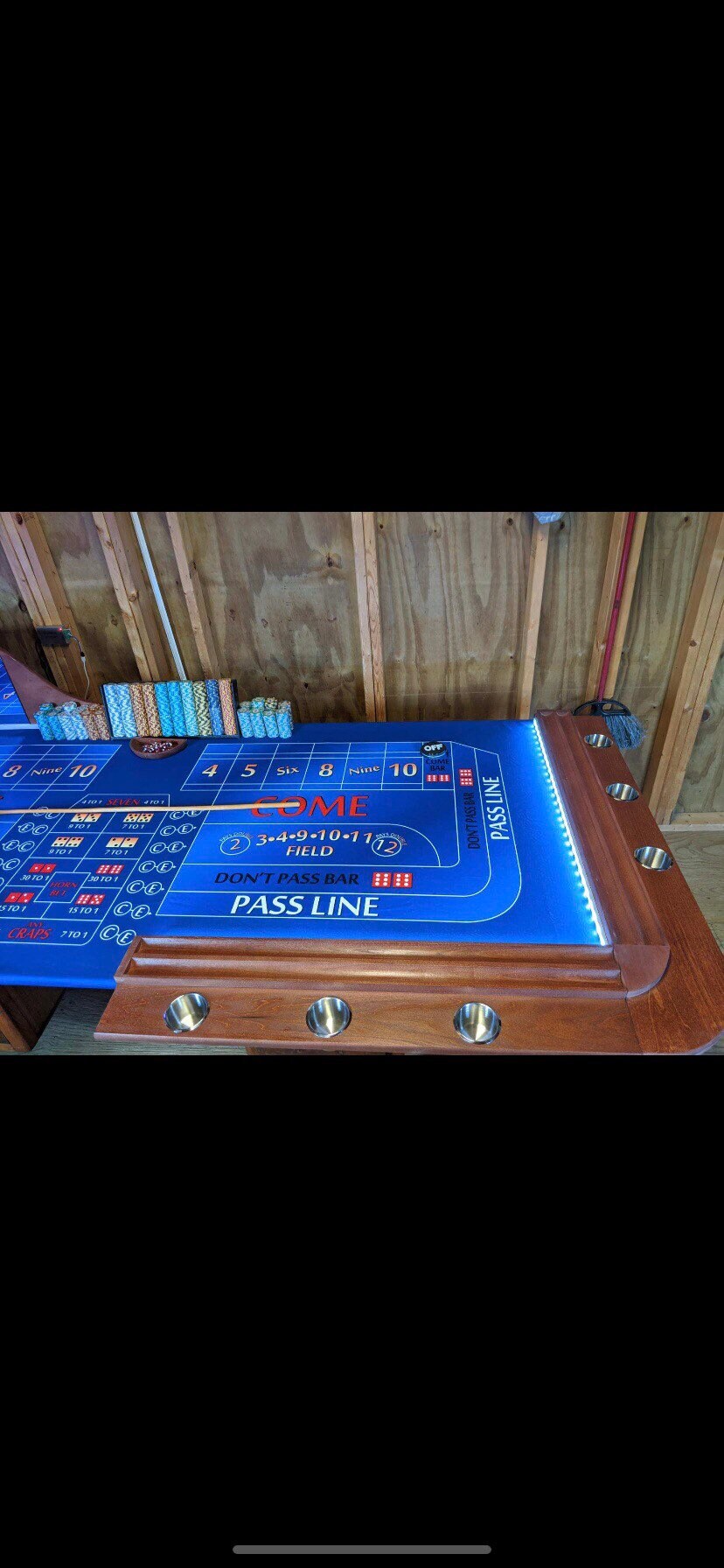 Craps Table/ Backboard Chip Rails W/ Drink Holders/ 8ft Casino Etsy