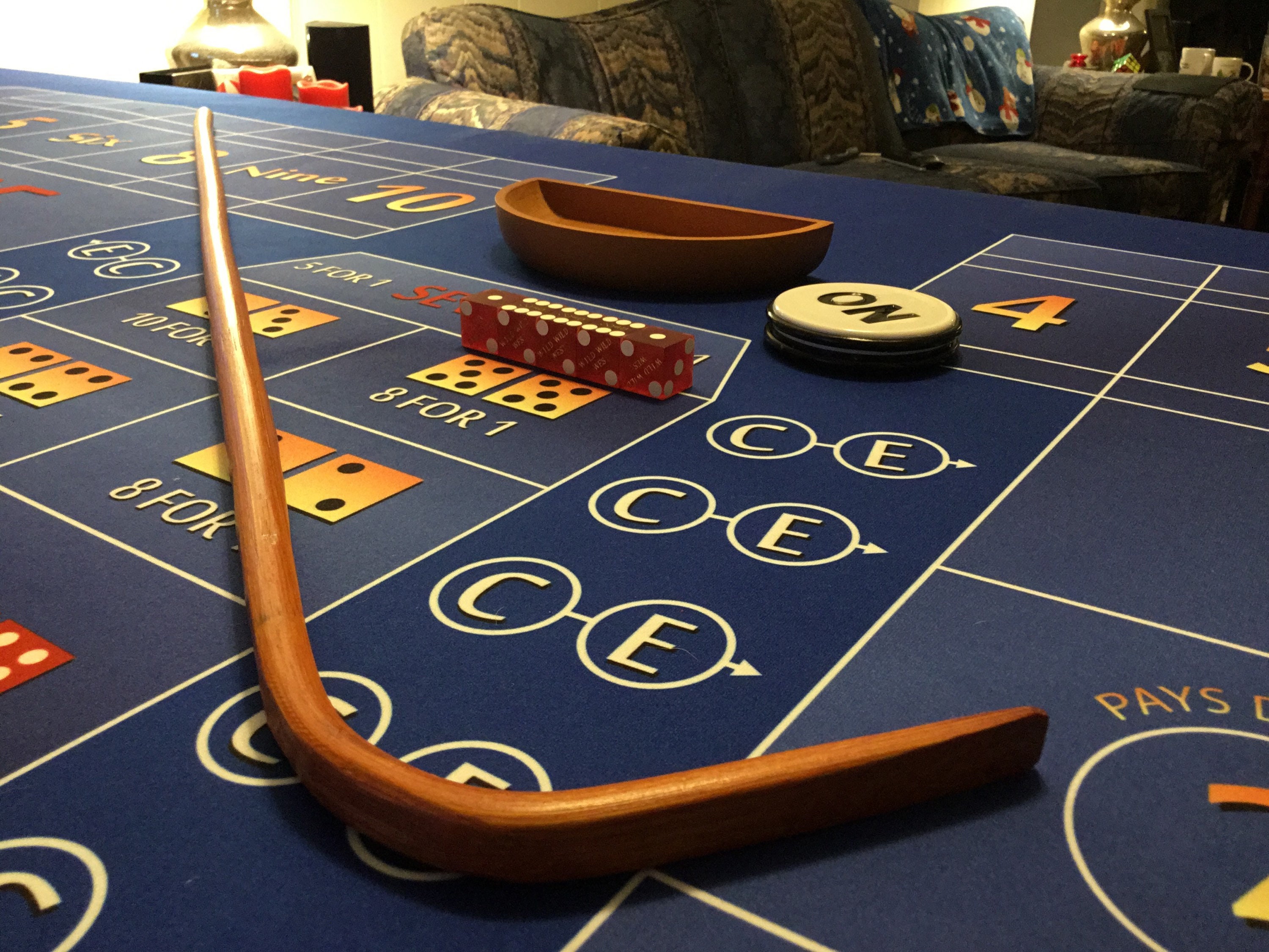 Craps Table Accessories: Rattan Stick, Dice Boat, On/off Puck & Used ...