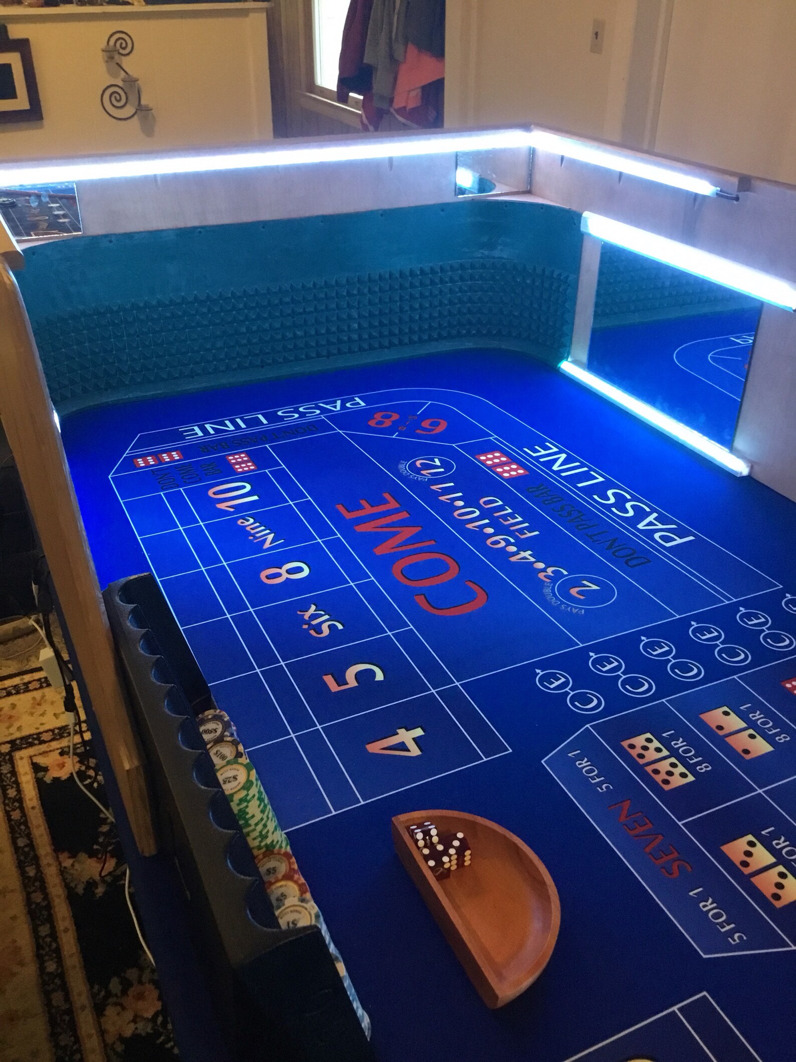 Custom Craps table backboard w/ aluminum channels chip tray Etsy