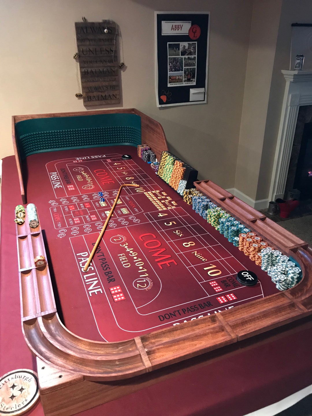 Practice Craps Table Backboard/ Throwing End With Chip Rails/ Table Top