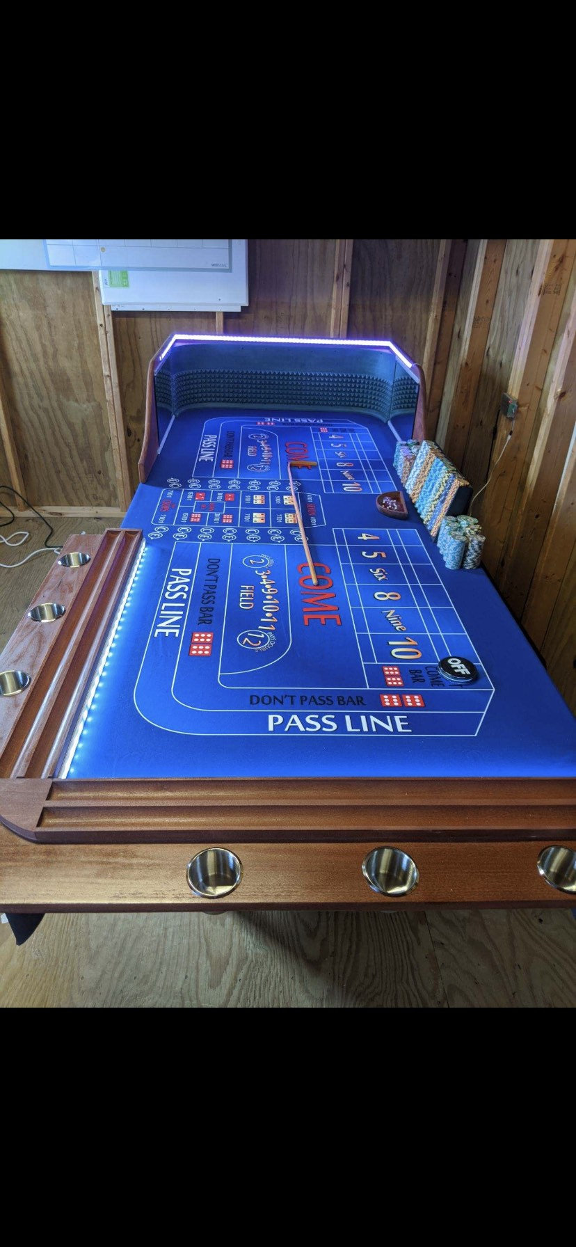 Craps Table/ Backboard Chip Rails W/ Drink Holders/ 8ft Casino Etsy