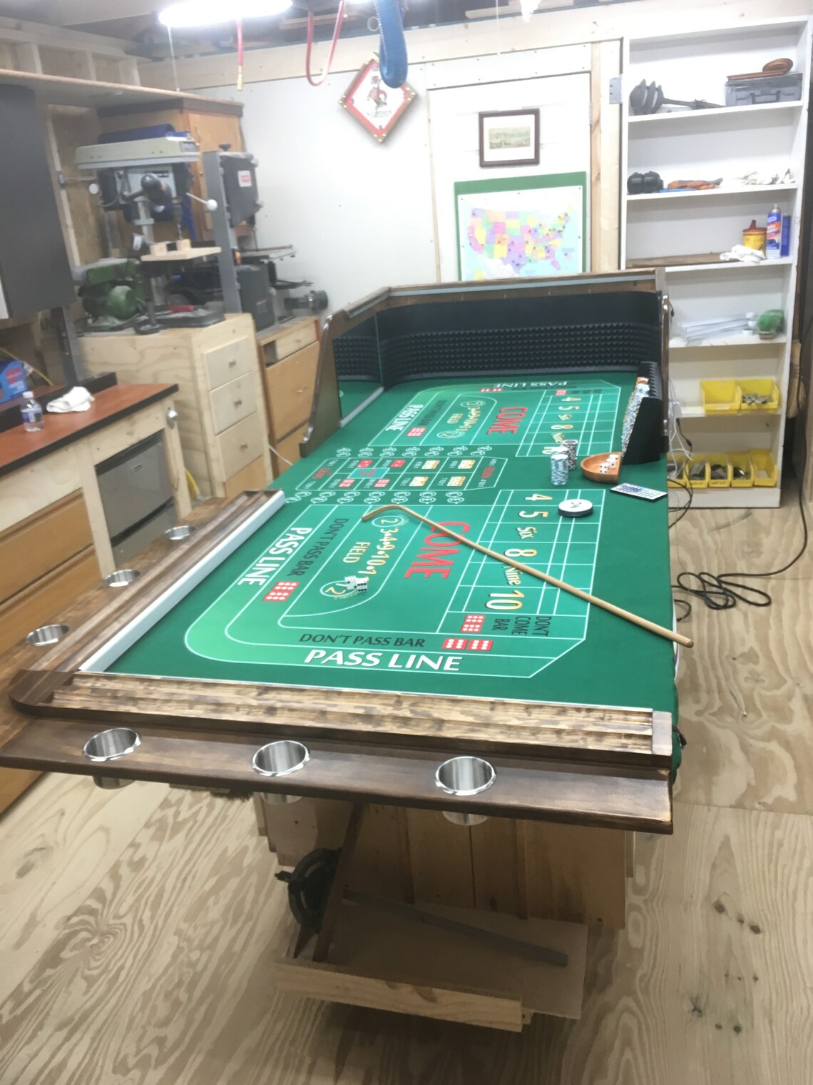 Craps Table/ Backboard Chip Rails W/ Drink Holders/ 8ft Casino Etsy