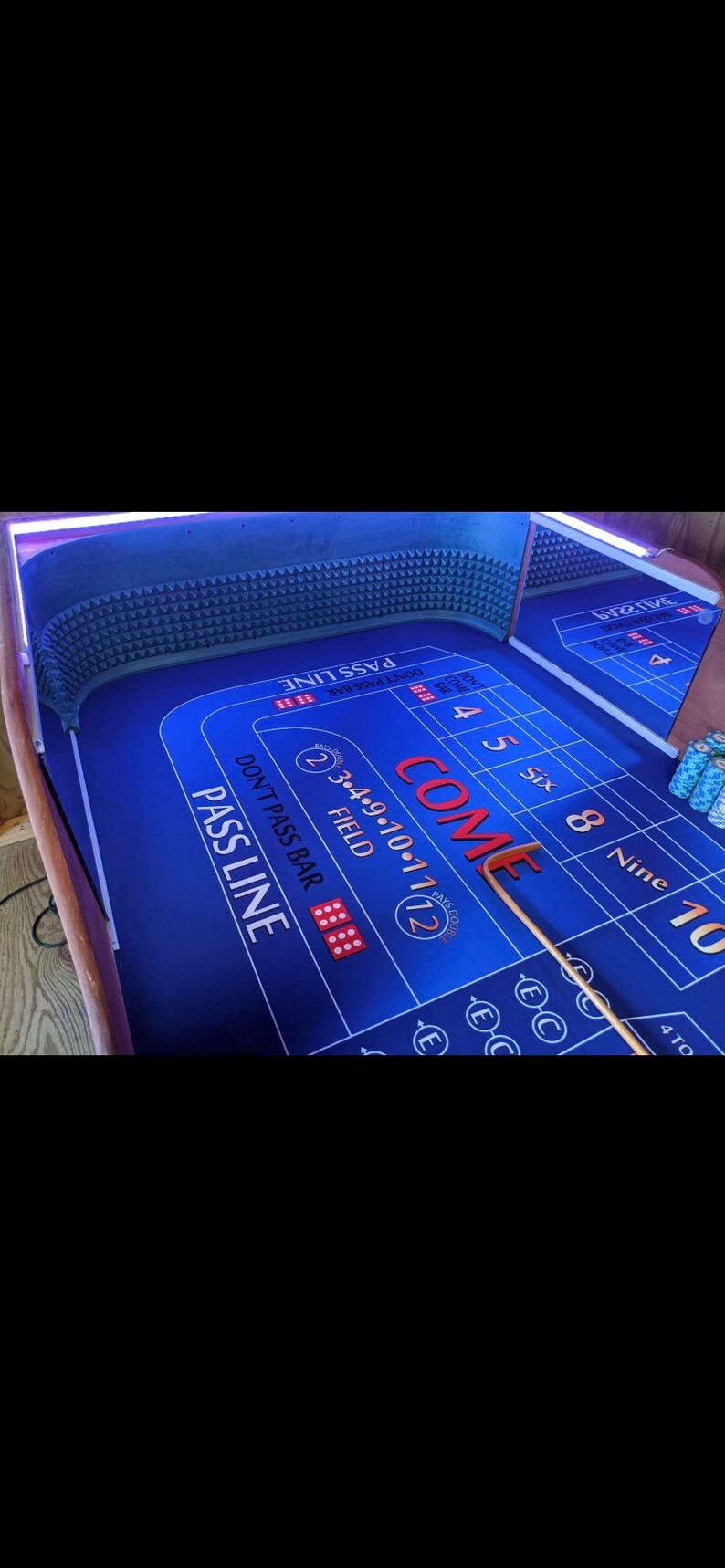 Craps Table/ Backboard Chip Rails W/ Drink Holders/ 8ft Casino Etsy