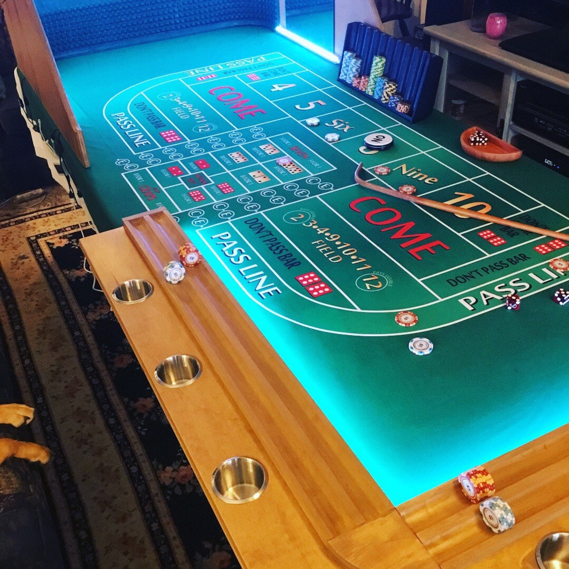 Craps Table/ Chip Rail/ Stainless Steel Drink Holders Etsy