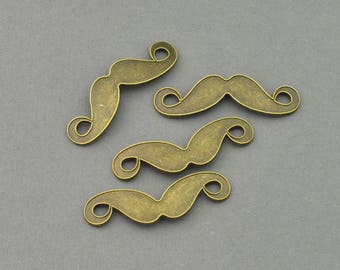 Antique Bronze Tone Mustache Charm (AB00-0009)