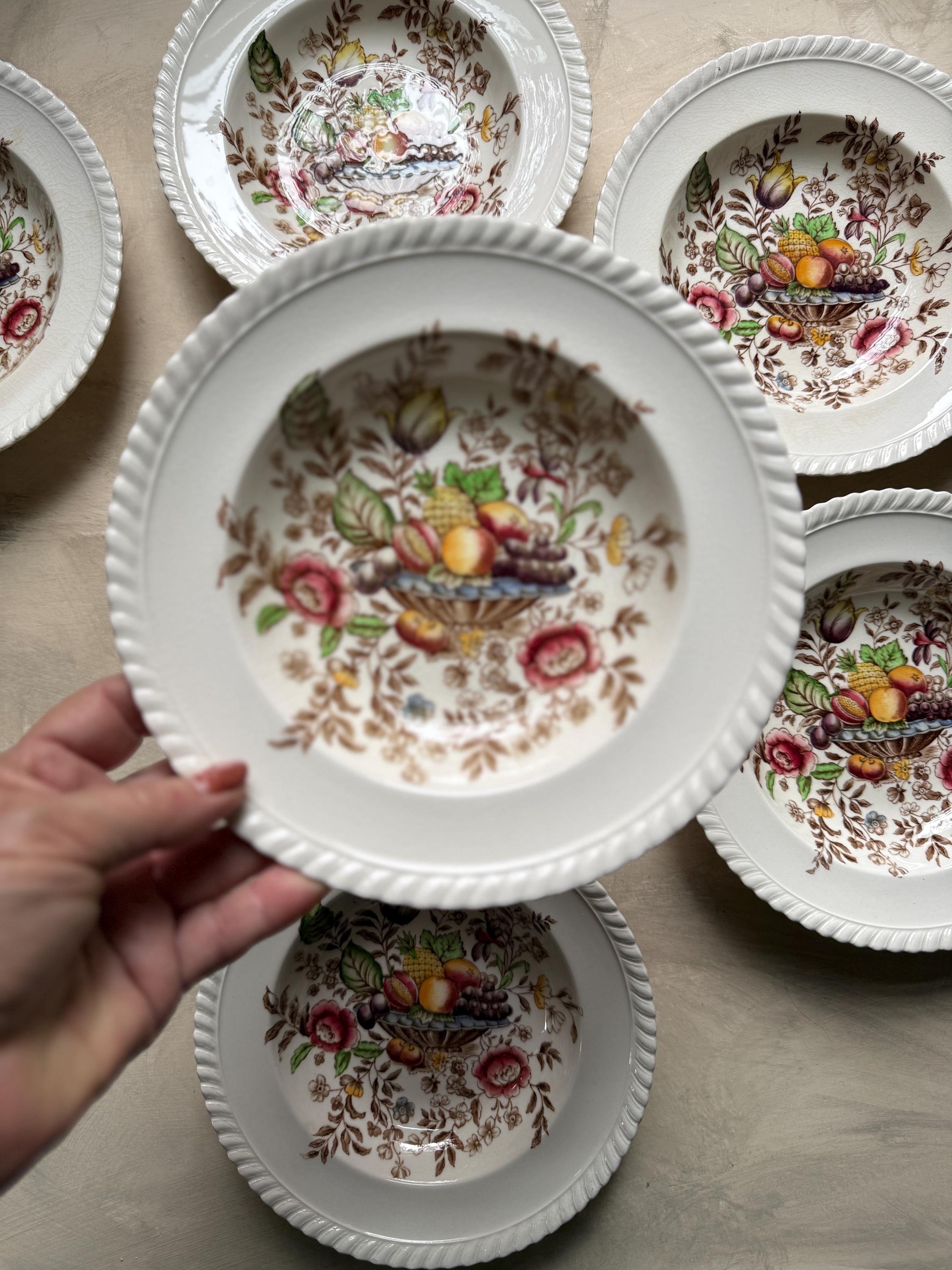 Vintage Pomona Pattern Windsor Ware Soup Bowls | Johnson Bros
