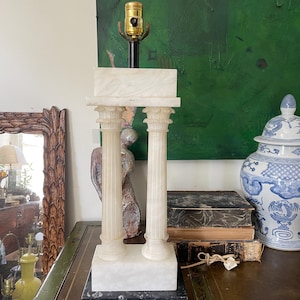 Vintage Marble and Alabaster Classic Column Lamp