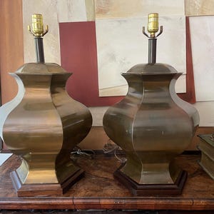 Pair of Vintage Brass Ginger Jar Table Lamps