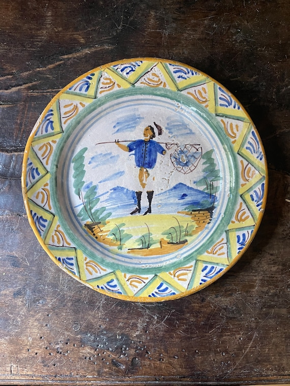 Vintage Italian Majolica 11.5” Rustic Pottery Plate