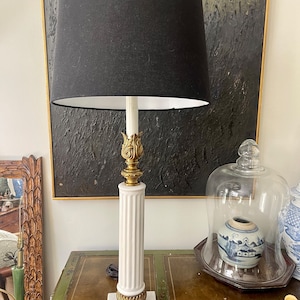 Vintage Column and Brass On Italian Marble Lamp