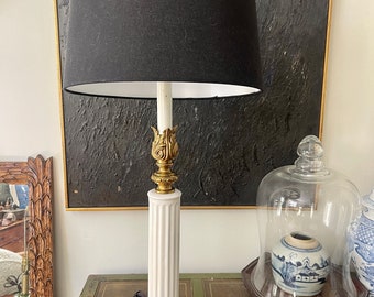 Vintage Column and Brass On Italian Marble Lamp