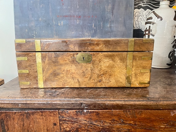 1860s Antique Burl Wood Lap Desk or Writing Slope