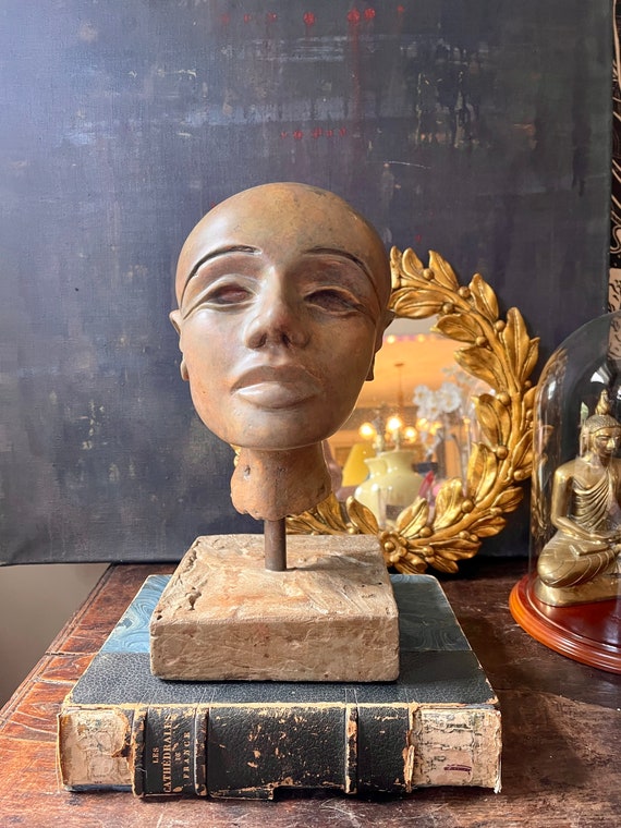 Vintage 13.5” Heavy Bust Sculpture Postmodern Decor