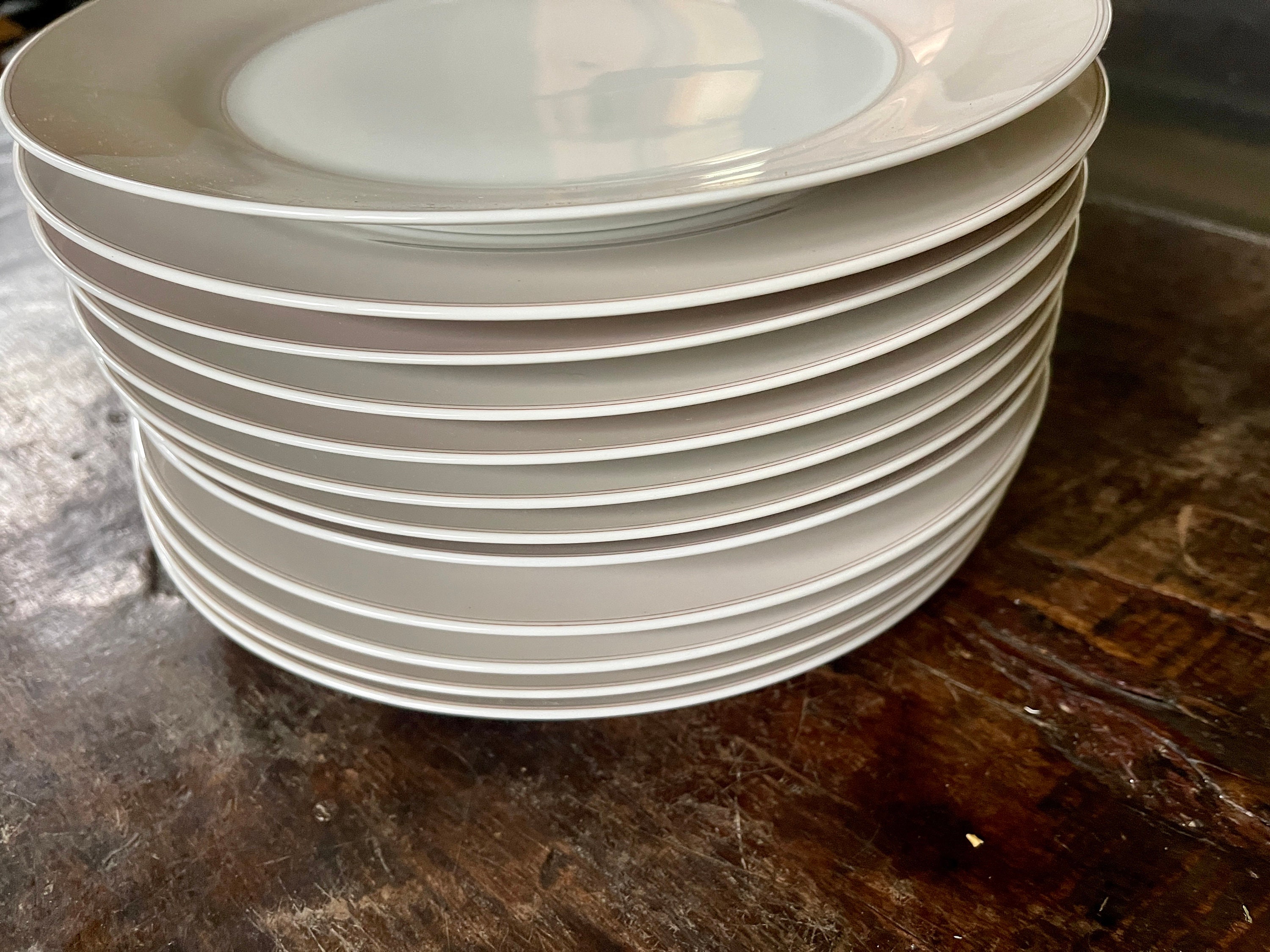 Set of Twelve (12) Chloe Paris Fleuron Pink 10 1/2” Plates