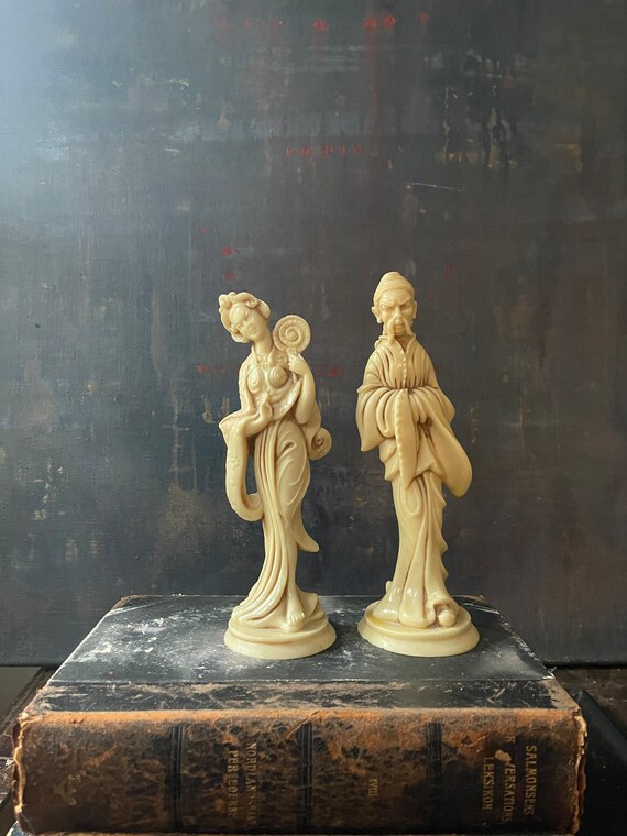 Pair of Italian Made Asian Figure of Kwan Yin and Shou Lao