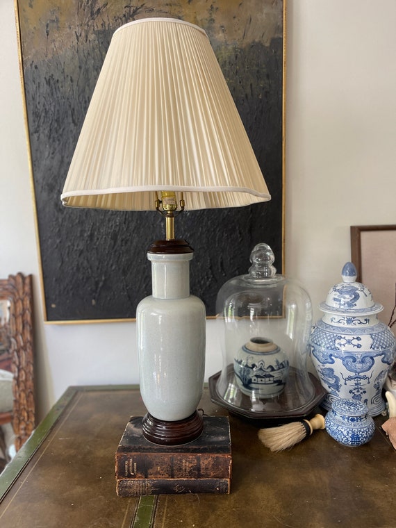 Vintage Pale Blue Asian Table Lamp